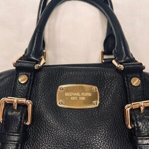 Michael Kors Black Pebbled Leather Satchel w/ Gold Hardware